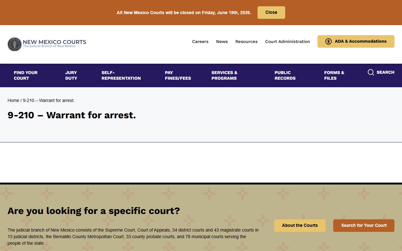 Colfax County court charges after arrest warrant form source