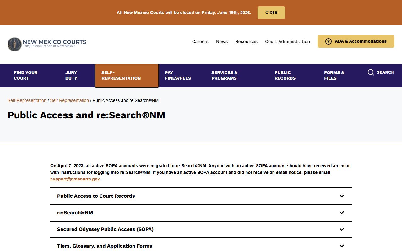 New Mexico Courts public access and re:SearchNM explanation