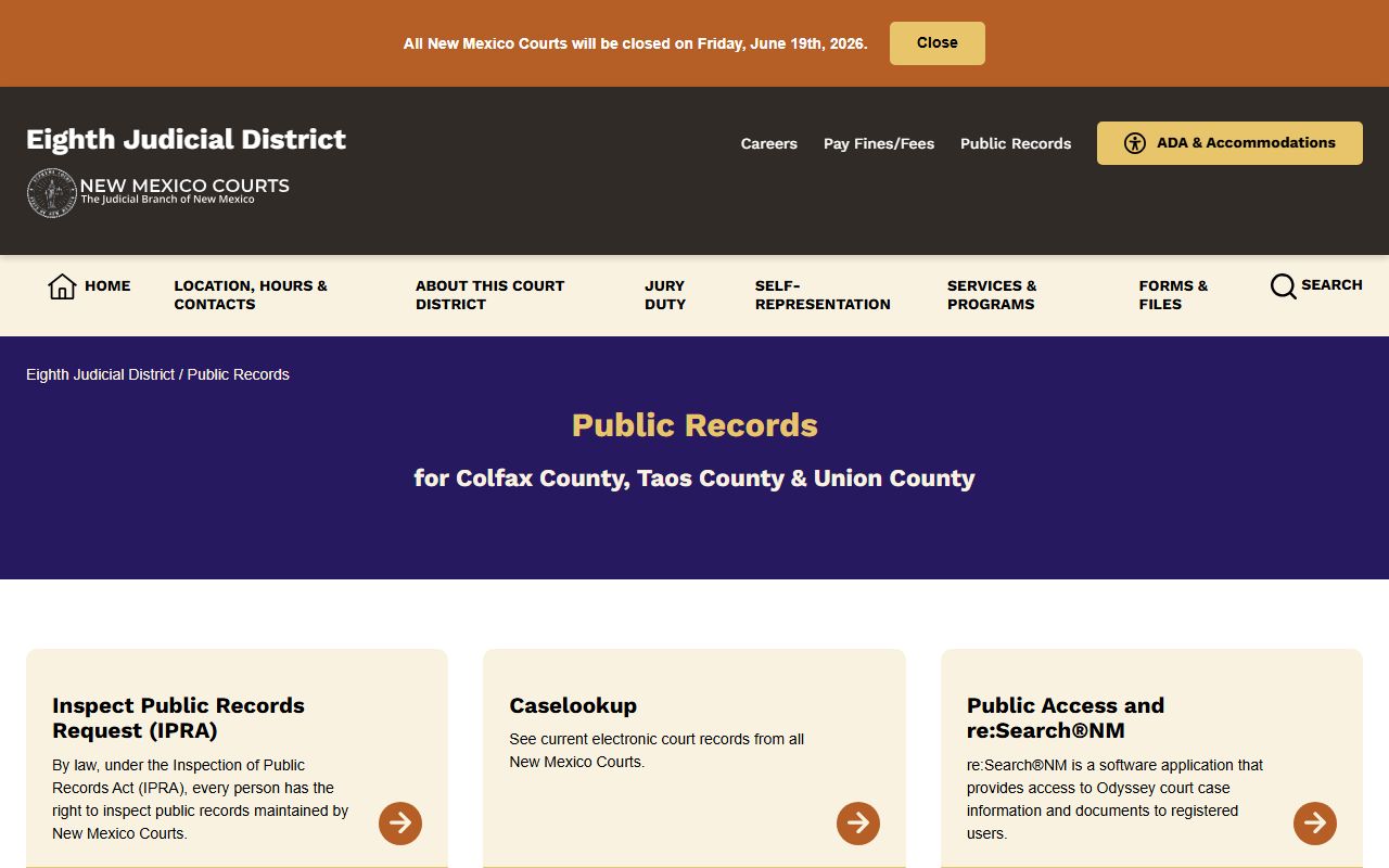 Eighth Judicial District public records page