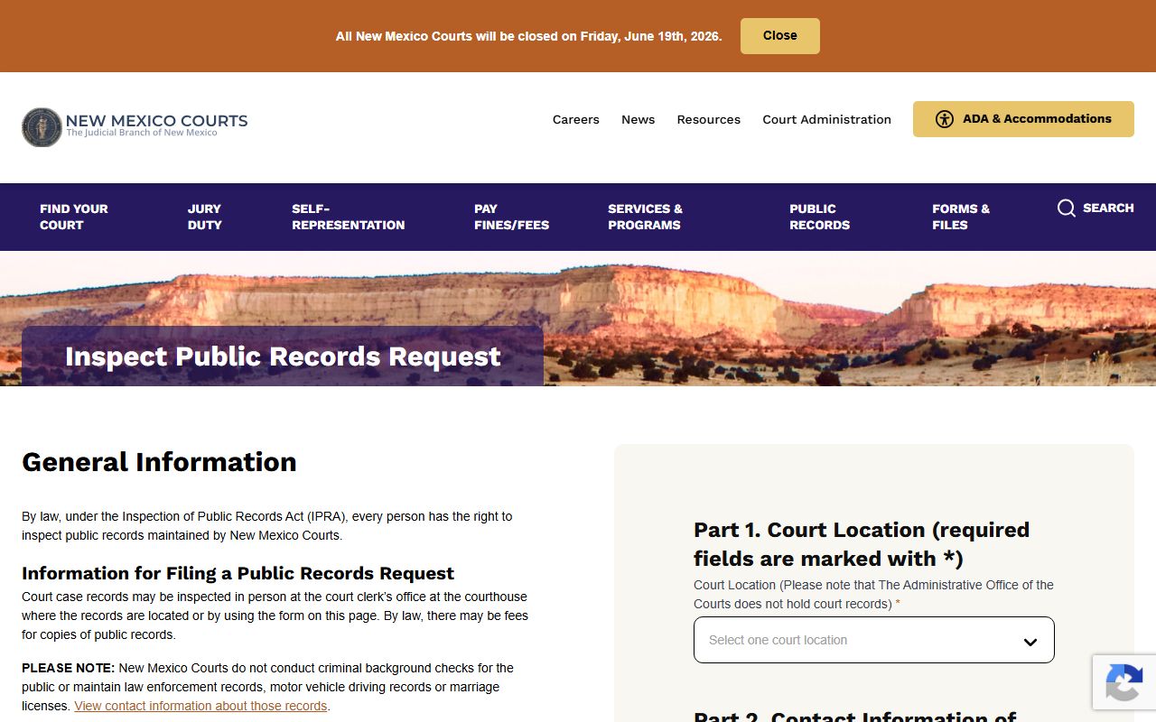 New Mexico Courts IPRA request form