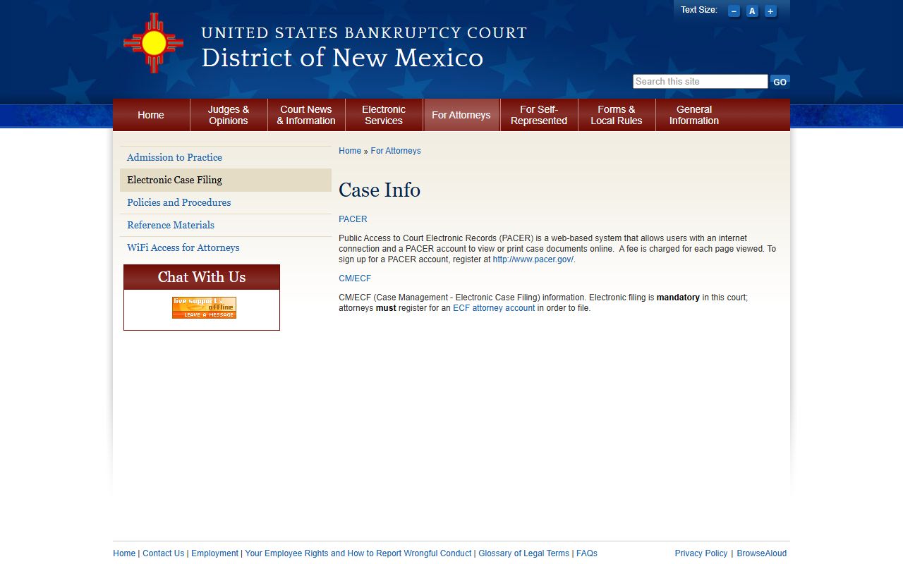Colfax County District Court bankruptcy case information page