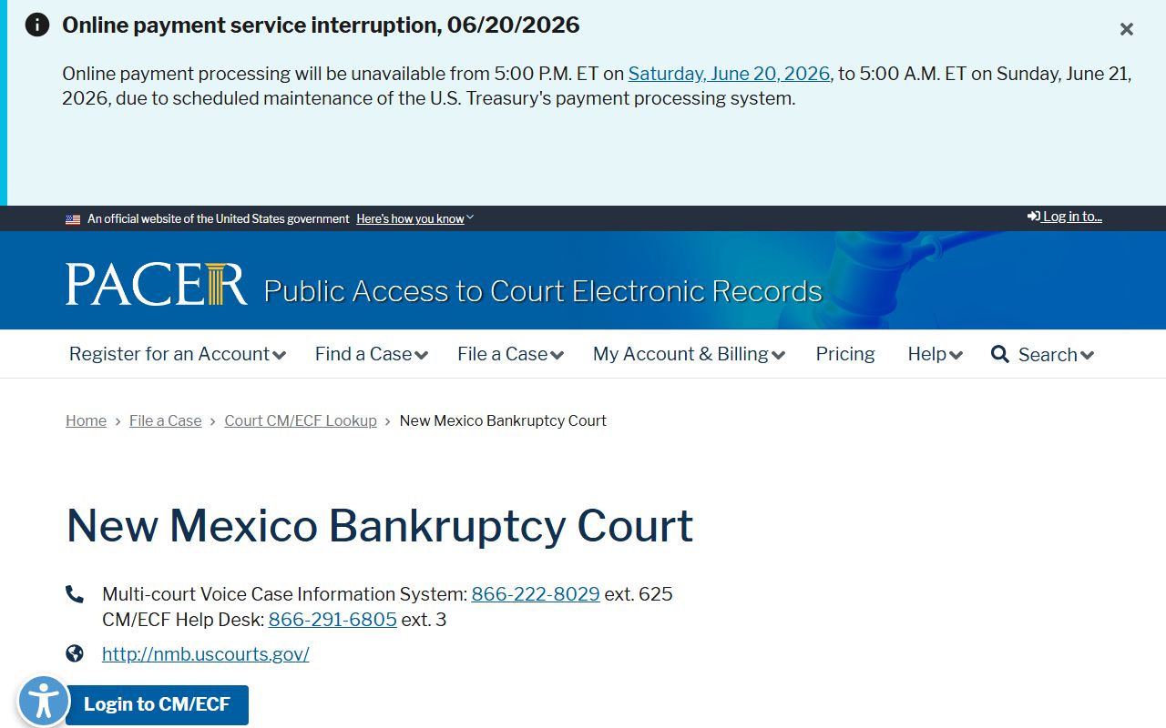 Colfax County District Court PACER New Mexico Bankruptcy Court lookup