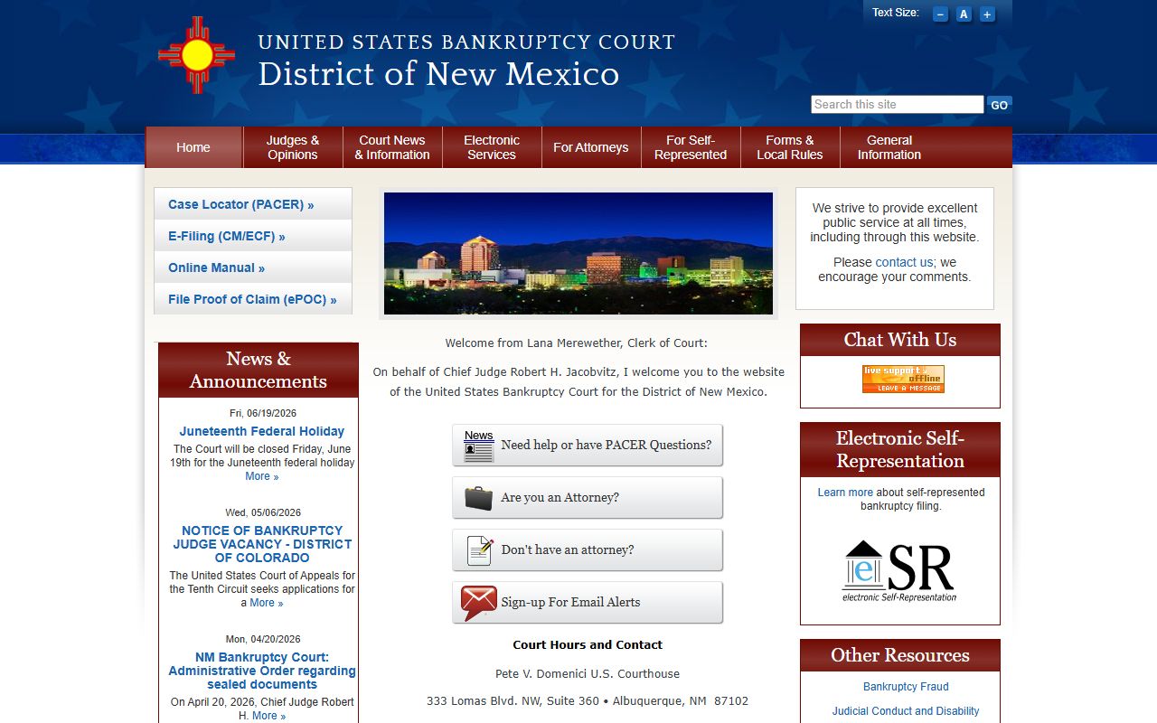 Colfax County District Court bankruptcy court distinction