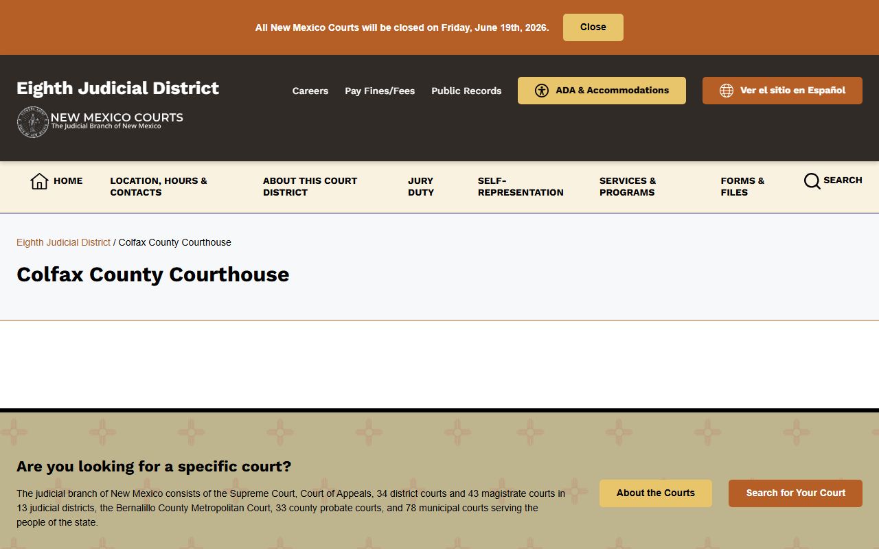 Colfax County court records courthouse docket source