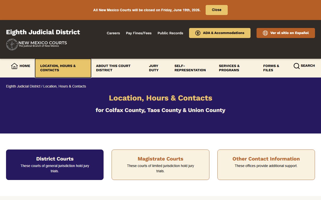 Colfax County court records court locations and contacts