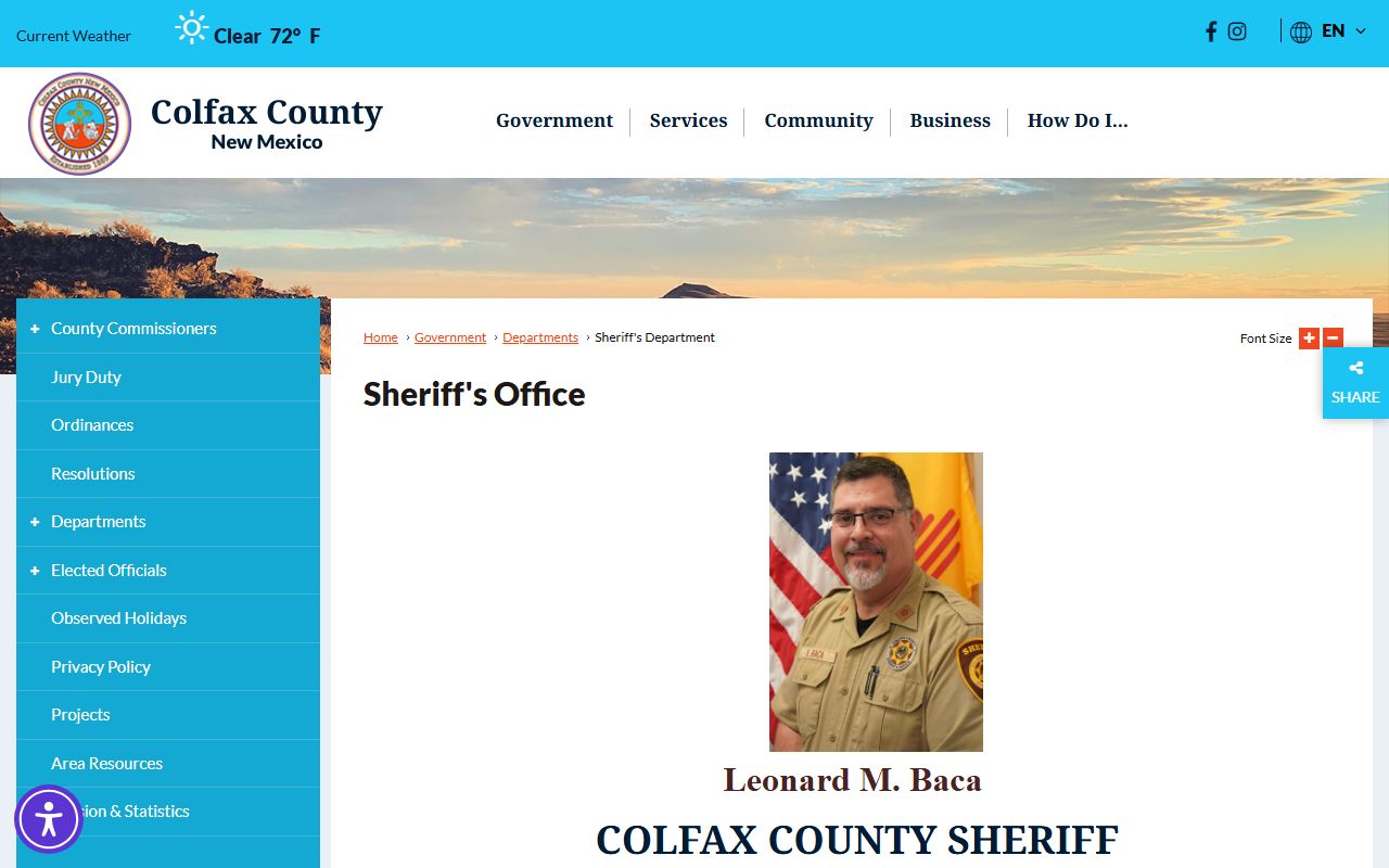 Colfax County inmate records sheriff source