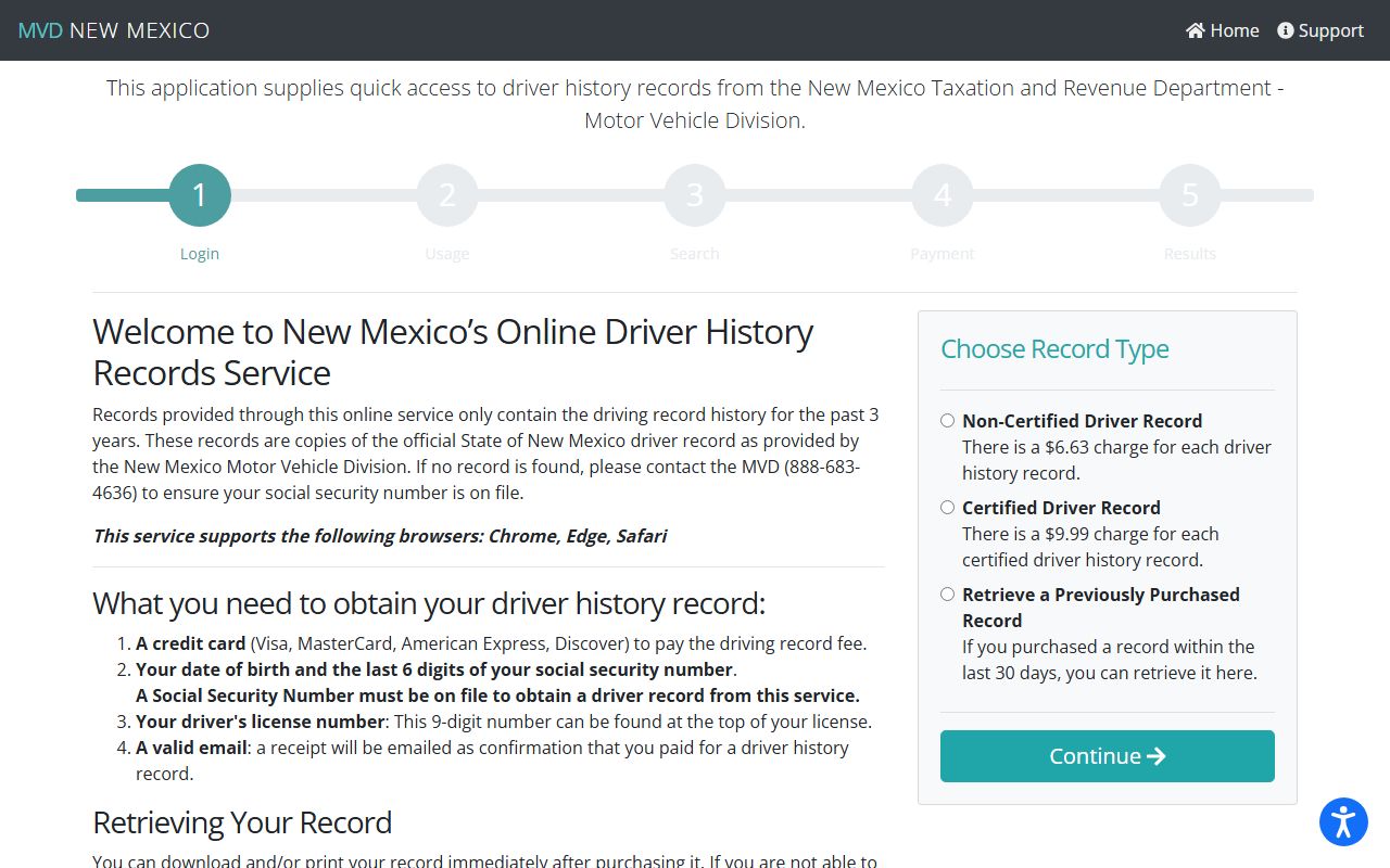 Colfax County traffic court records MVD driver history service