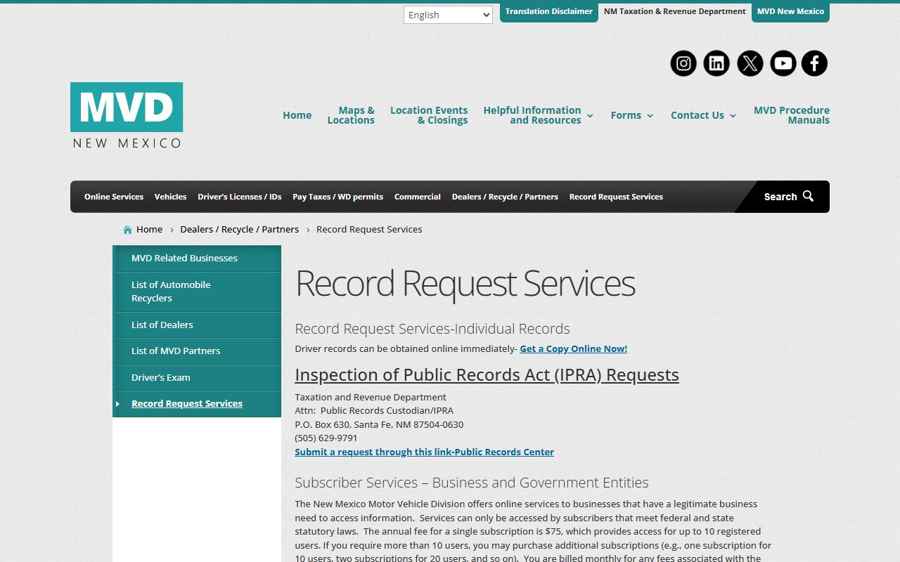 Colfax County traffic court records MVD driver and vehicle data access