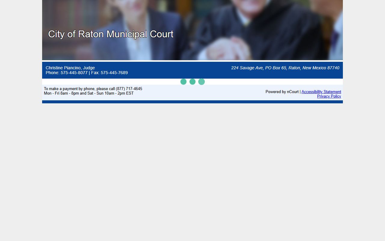 Colfax County traffic court records Raton nCourt payment page